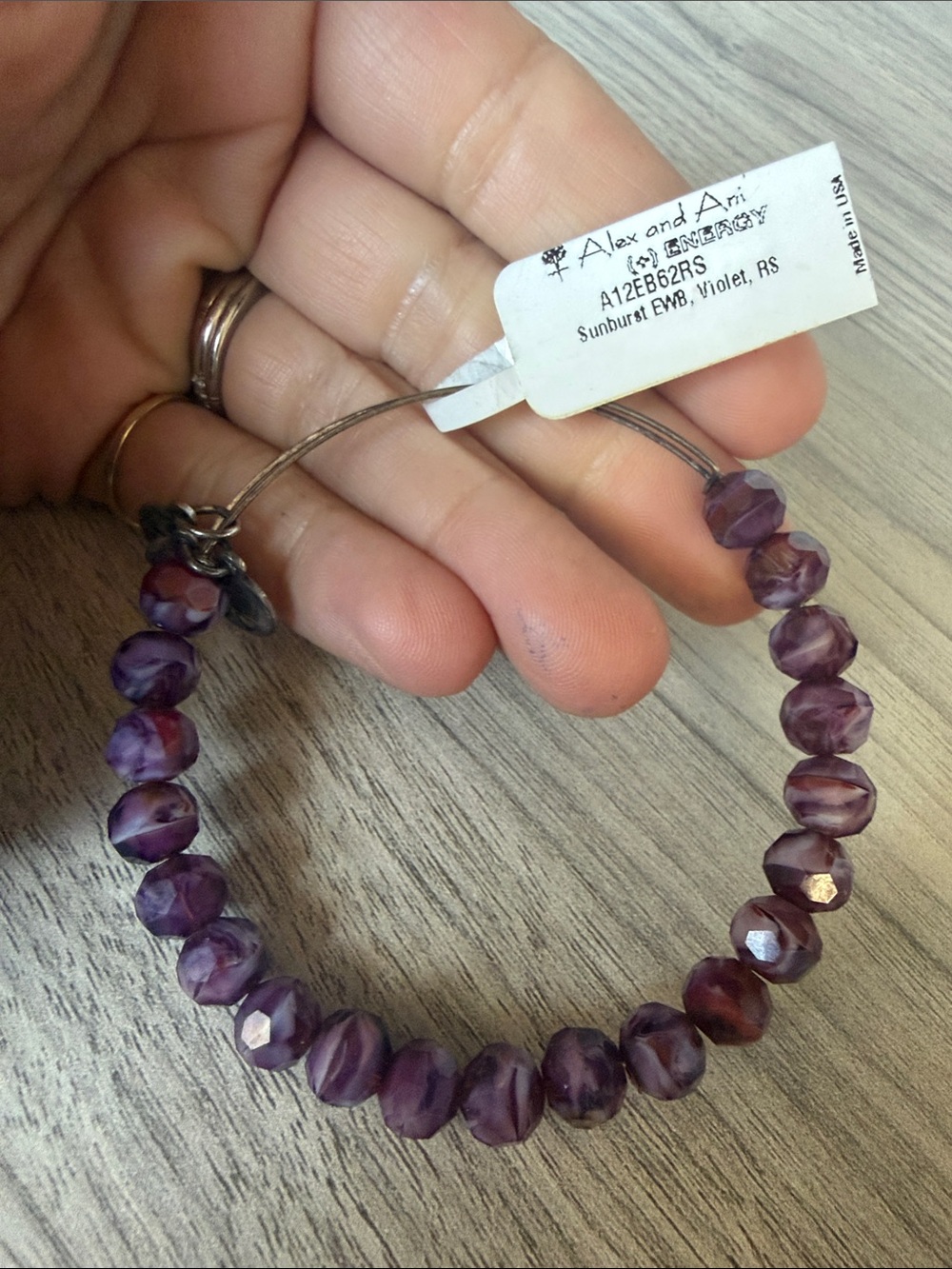 Alex and Ani Purple Faceted Beaded Bangle Bracelet